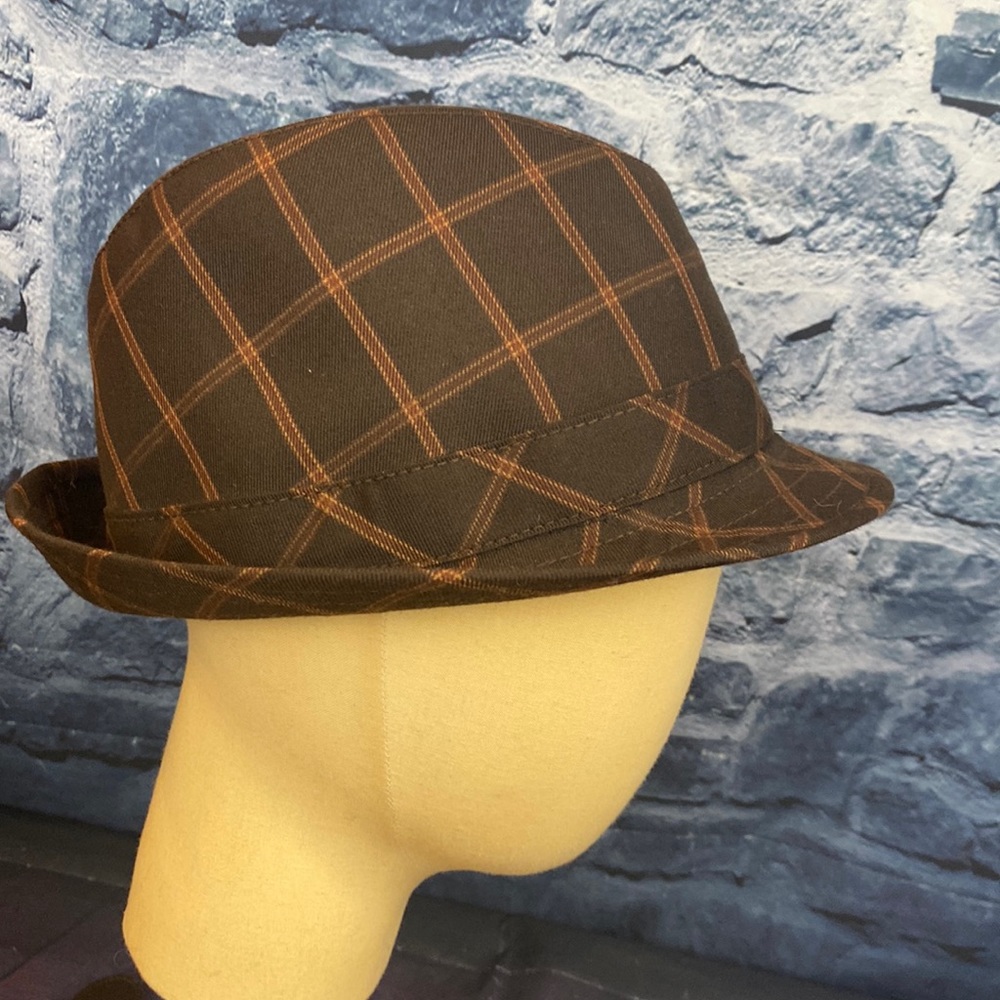 Brown Plaid Men's Trilby Hat
